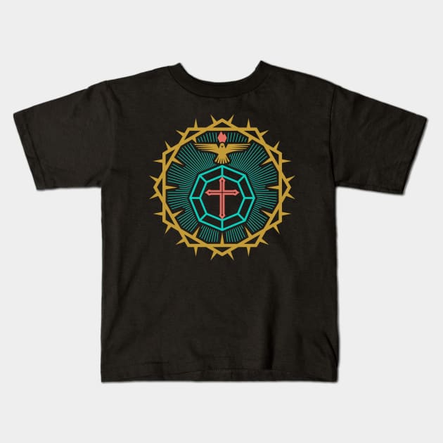 The cross is the diamond of God's love for man, the Dove is the power of the Holy Spirit and the crown of thorns Kids T-Shirt by Reformer